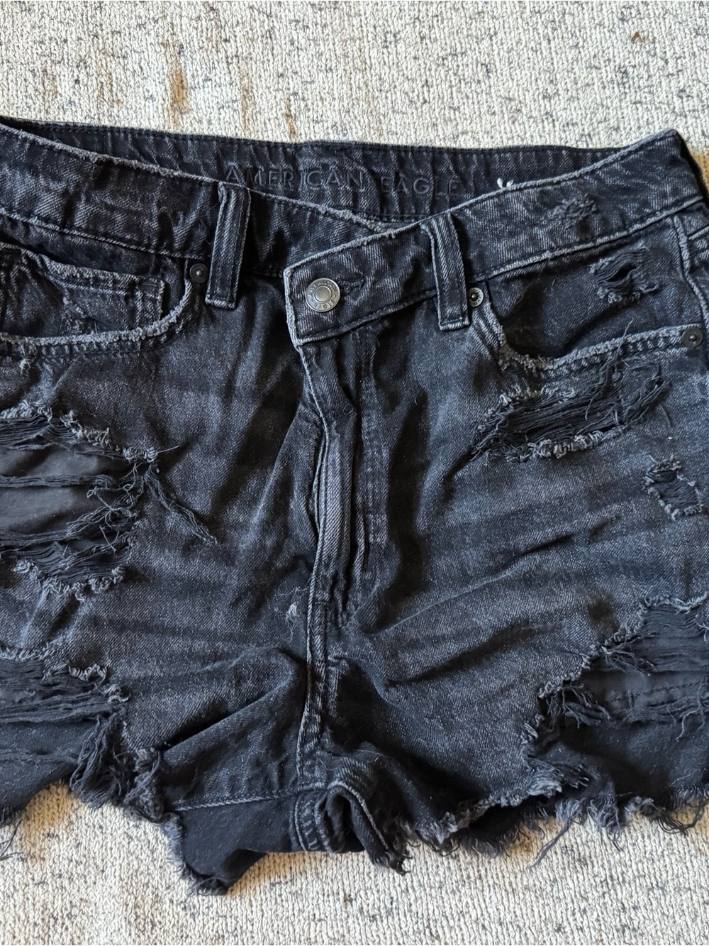 American Eagle Outfitters Black Distressed Jean Shorts